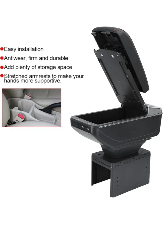 Aramox Car Center Console Armrest - USB Interface image indicator(3)