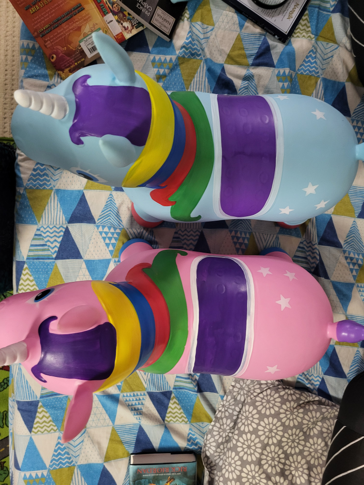 Inflatable Unicorn Hopper Toy - Blue and Pink - photo 2