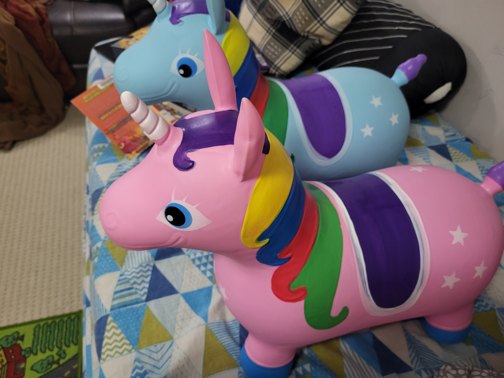 Inflatable Unicorn Hopper Toy - Blue and Pink - photo 4