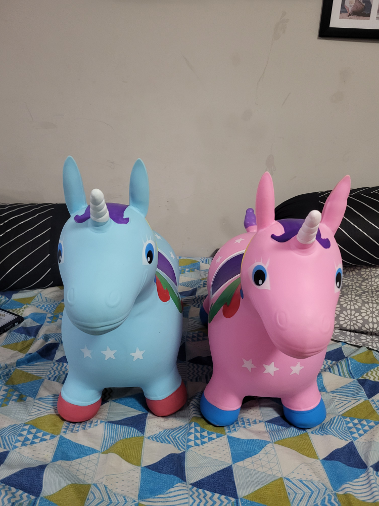 Inflatable Unicorn Hopper Toy - Blue and Pink - photo 5