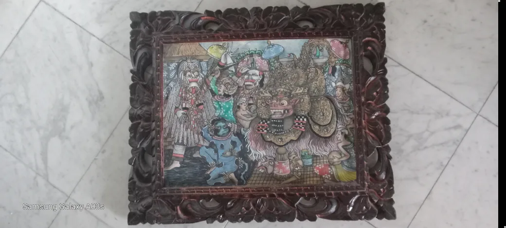 Balinese Painting in Ornate Wooden Frame image indicator(2)