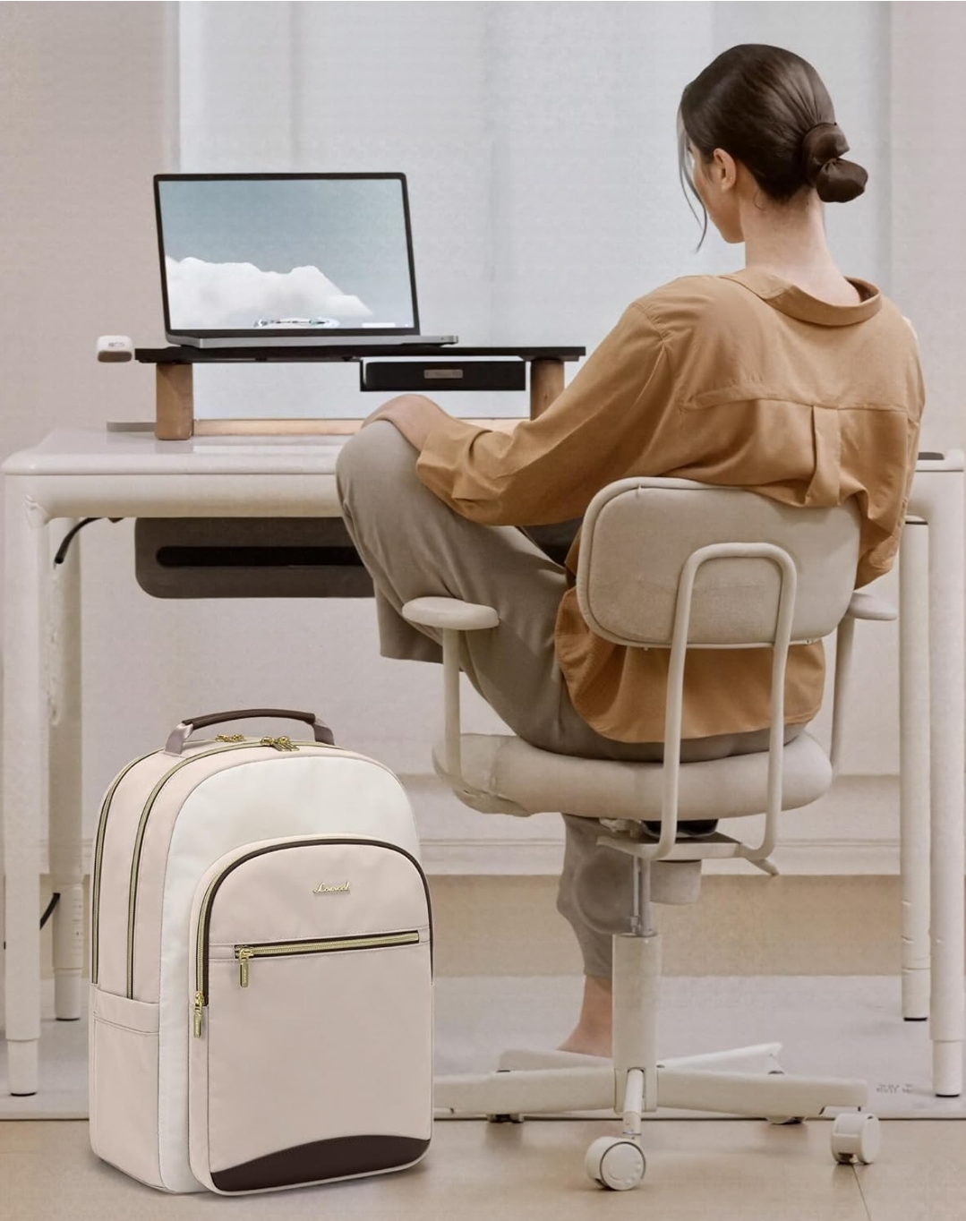 Lovevook Laptop Backpack - Beige/White - photo 2