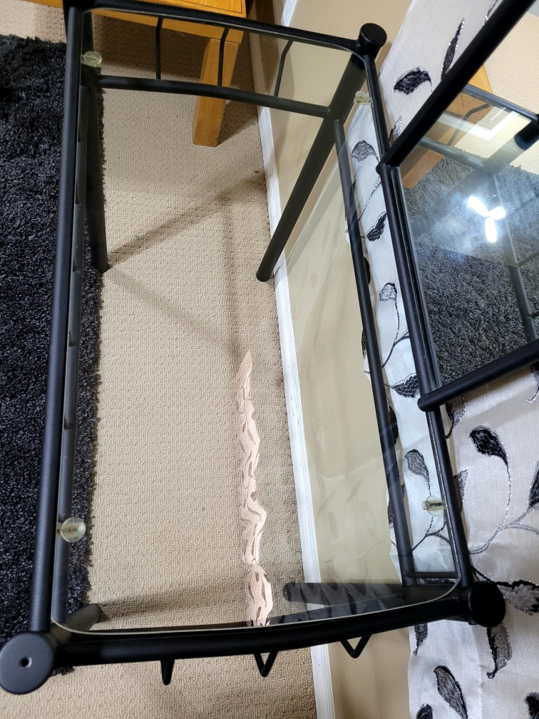 Black Metal & Glass Vanity Table with Mirror - photo 3