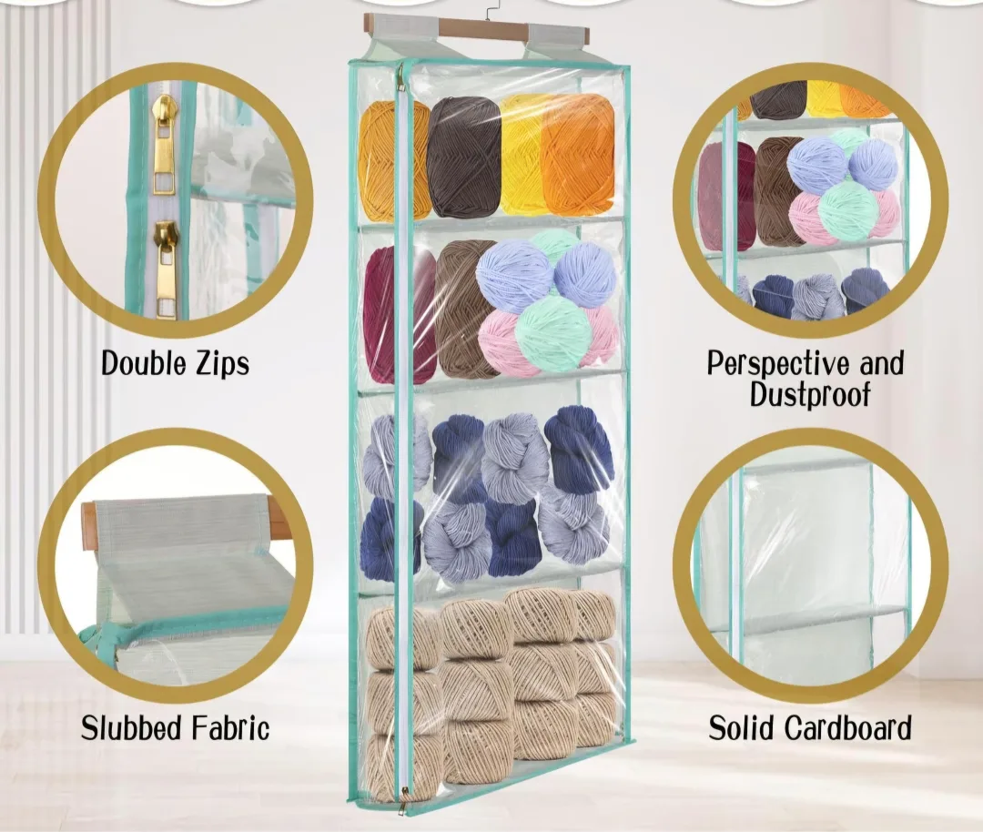 Hanging Storage Organizer with 4 Large Pockets & Double Zippers image indicator(4)