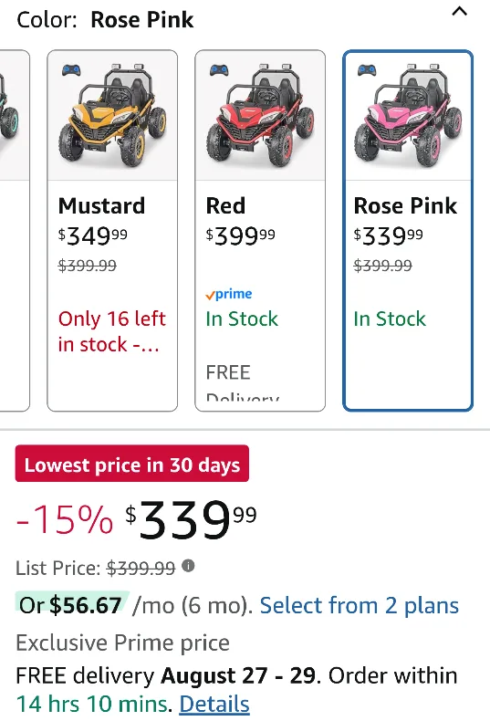 ELEMARA 24V Ride On Toy - Rose Pink image indicator(2)