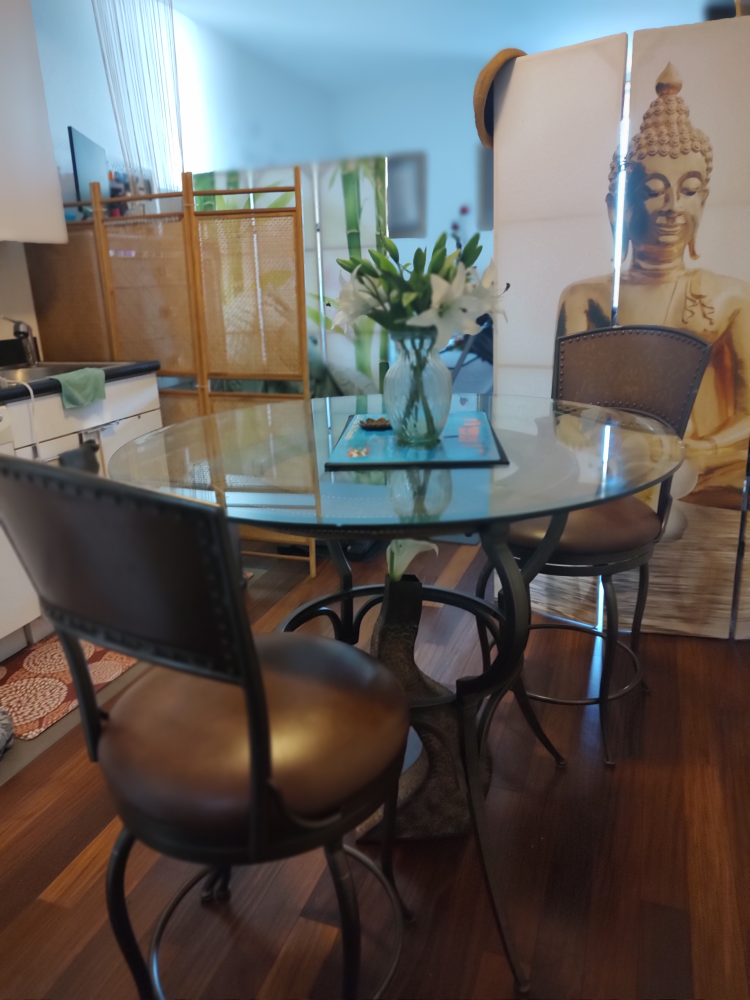 High Top dinner table with Bar Stool Chair - Brown Seat - photo 3