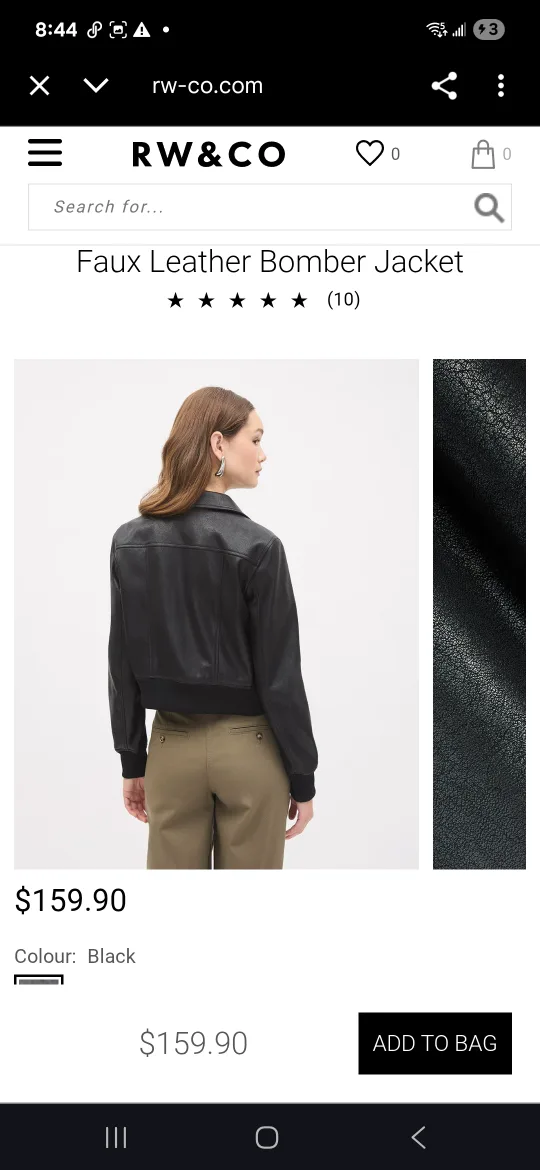 Black Leather Bomber Jacket image indicator(7)