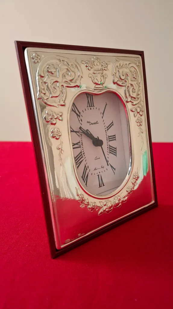 New Daniel 925 Silver Framed Tabletop Clock thumbnail