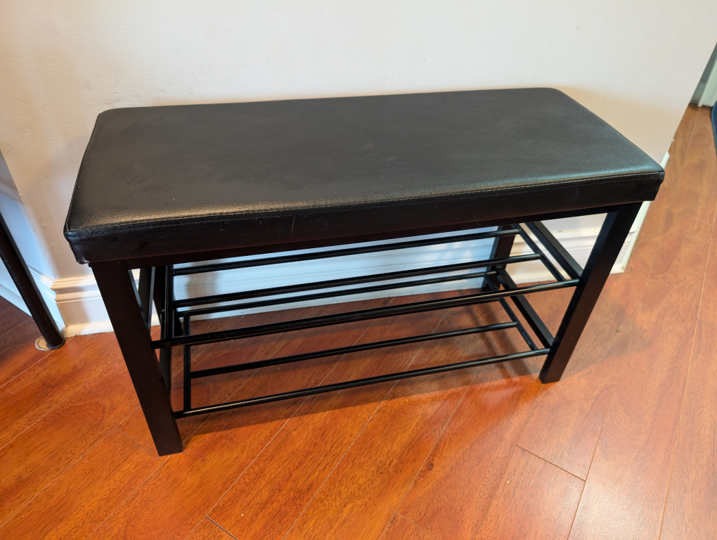 Black Entryway Bench with Shoe Rack