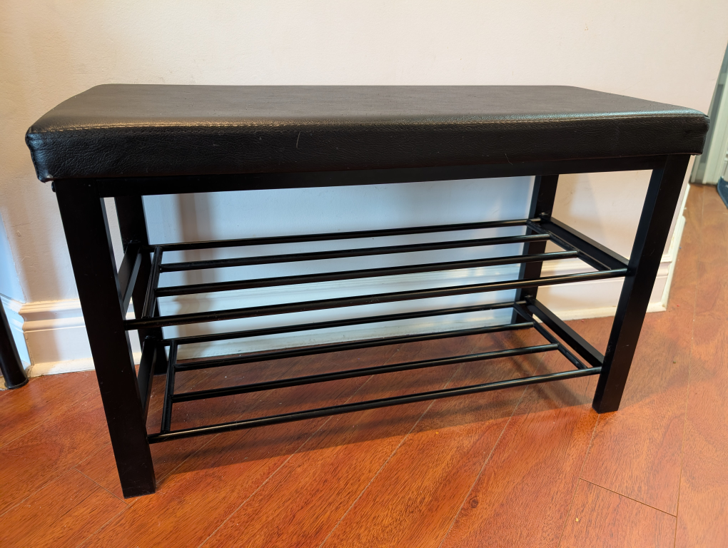 Black Entryway Bench with Shoe Rack - photo 2