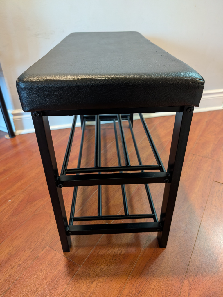 Black Entryway Bench with Shoe Rack - photo 3