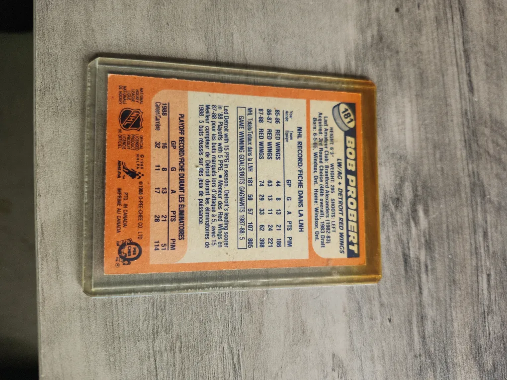 Bob Probert 1988 O-Pee-Chee Hockey Card image indicator(2)