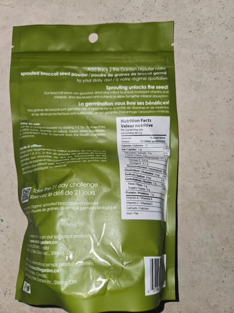Back 2 the Garden Sprouted Broccoli Seed Powder image indicator(2)