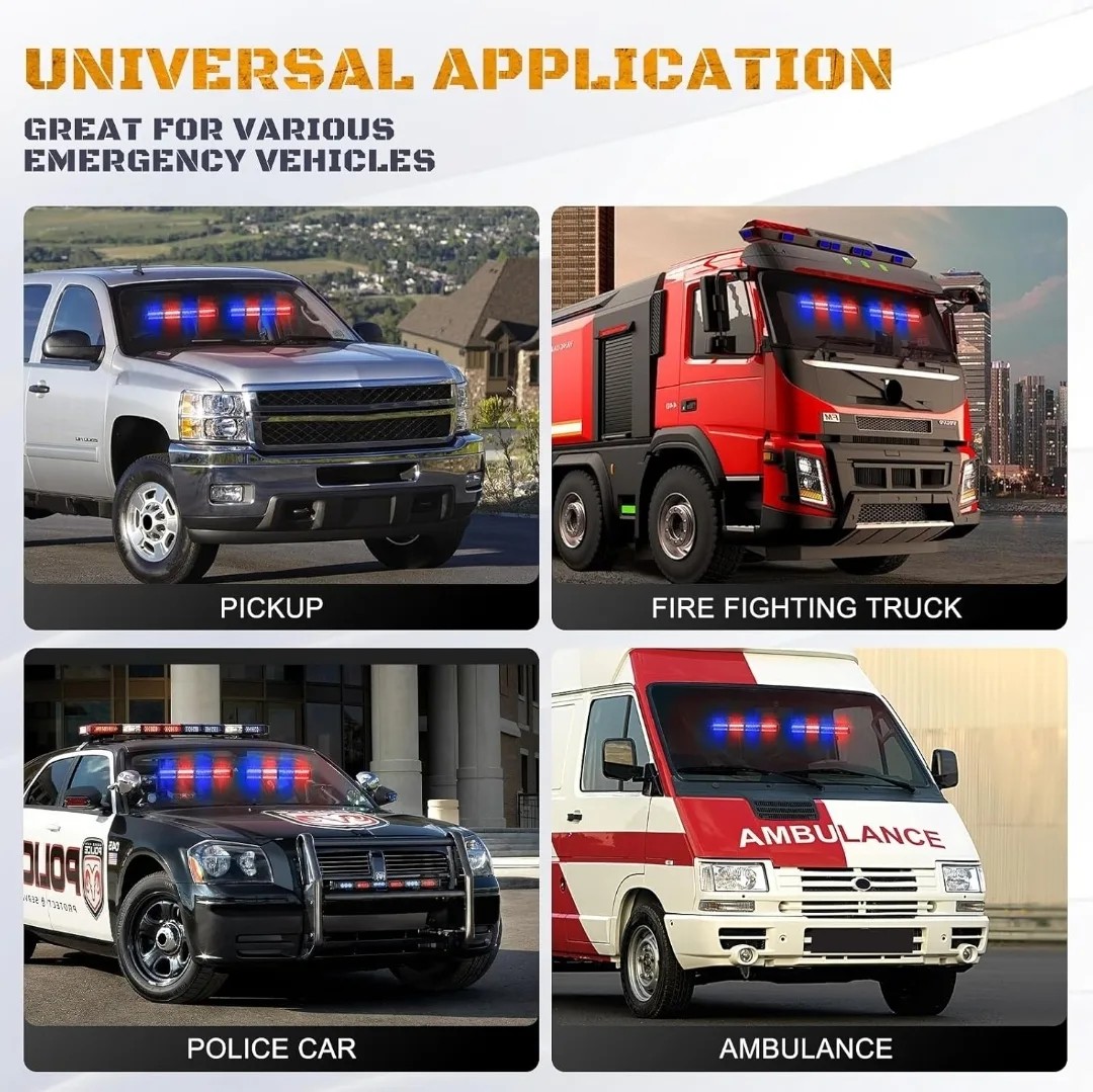 48 LED Dash Strobe Light Bar w/ Digital Controller – Red/Blue image indicator(10)