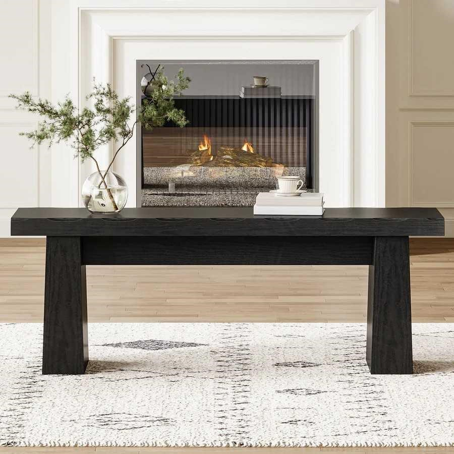 Black Wood Bench