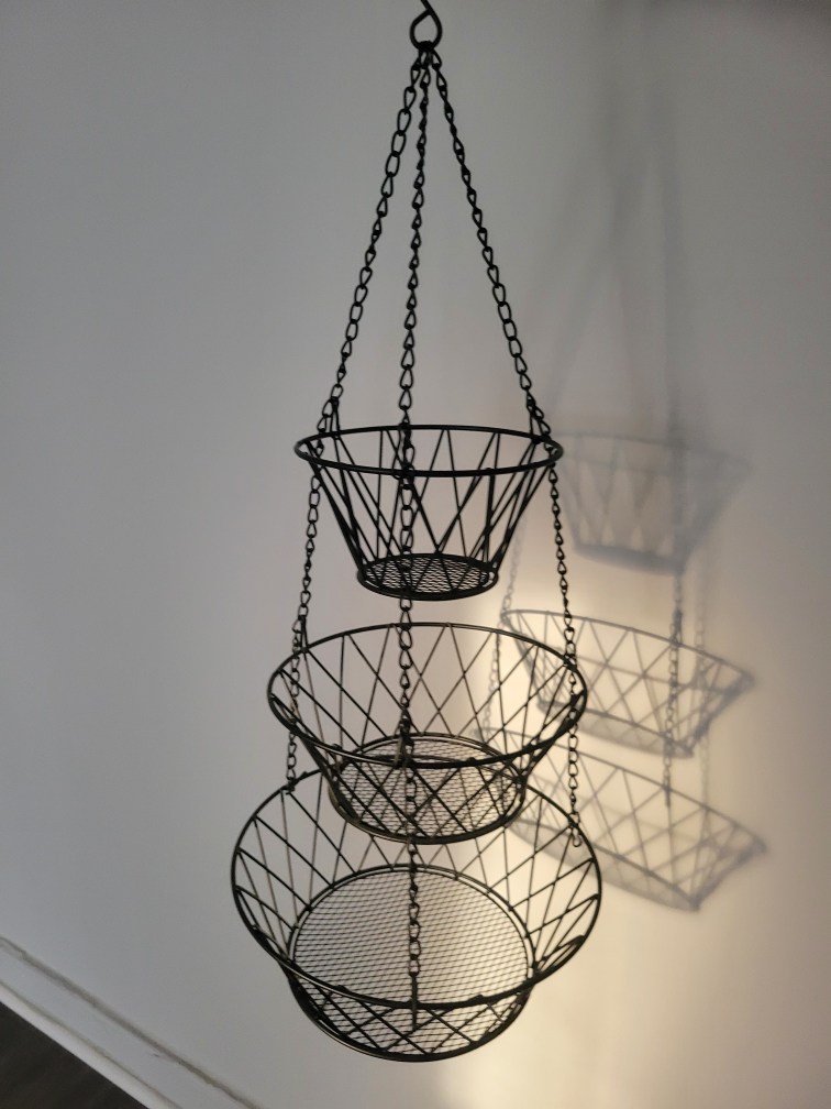 Hanging 3-Tier Fruit vegetable Basket - Black Metal