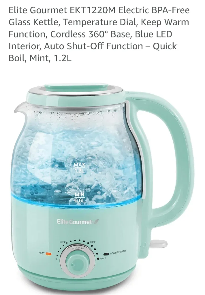 Elite Gourmet 1.2L BPA-Free Glass Electric Kettle image indicator(5)