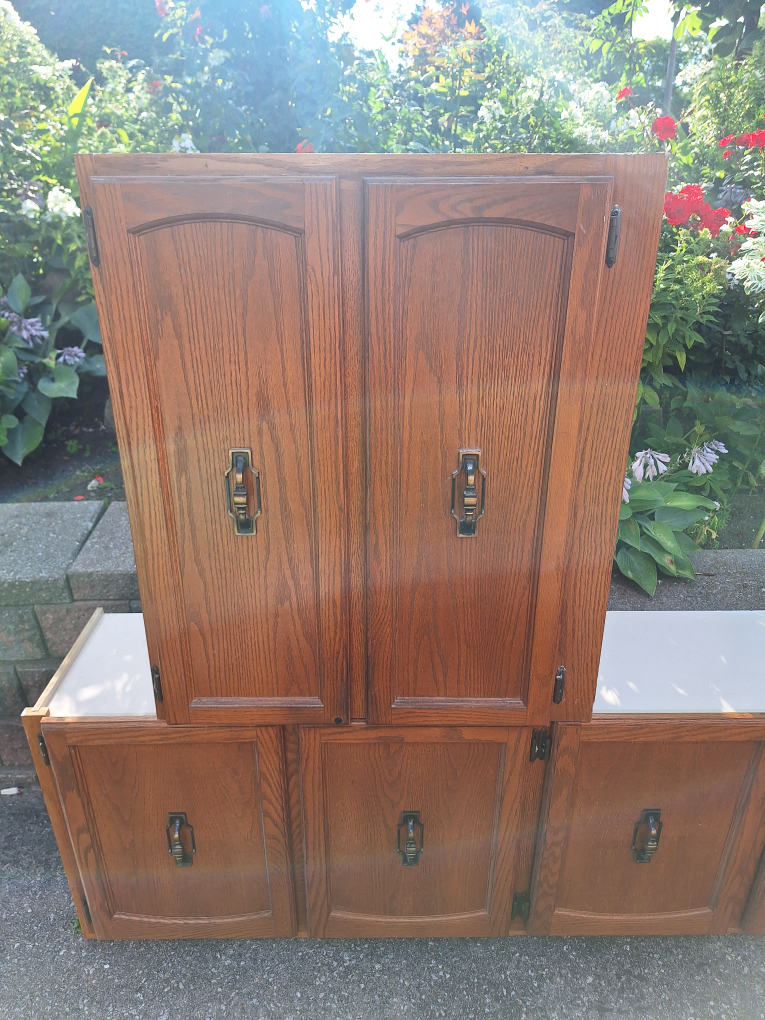 Oak  Kitchen Cabinet with Doors and Shelves - photo 2