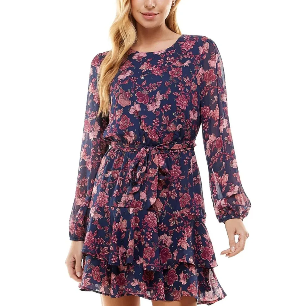 New City Studio Navy Pink Floral Dress - Size M image indicator(3)