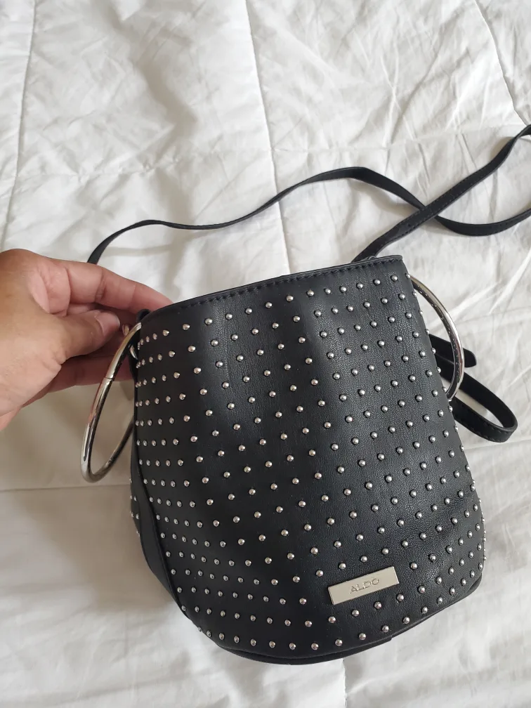 Aldo Black Studded Bucket Bag thumbnail