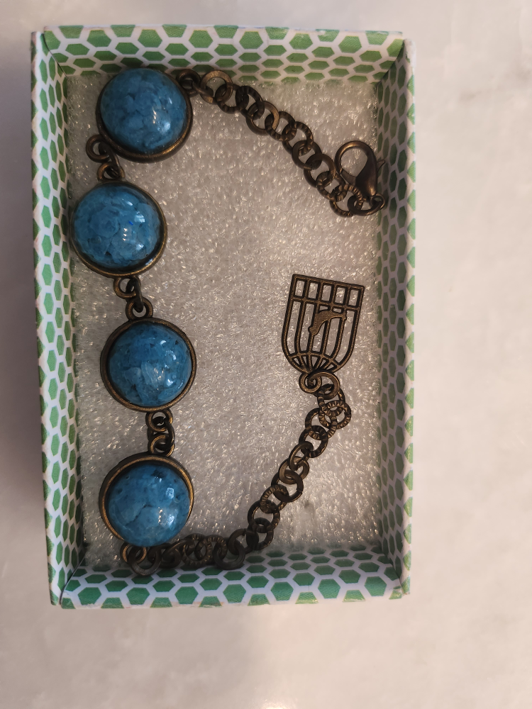 Blue Stone Charm Bracelet with Birdcage Charm - photo 3