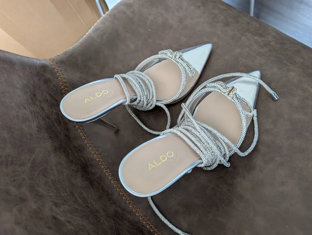 ALDO Pillow Walk Heels, Size 7.5, Silver image indicator(3)