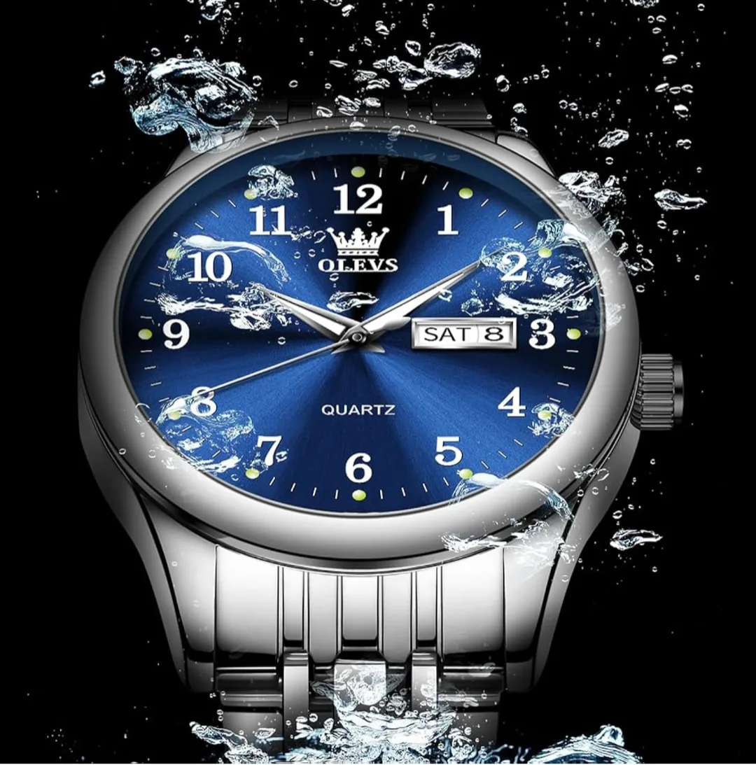 Olevs Quartz Blue Dial Silver Band Watch image indicator(2)