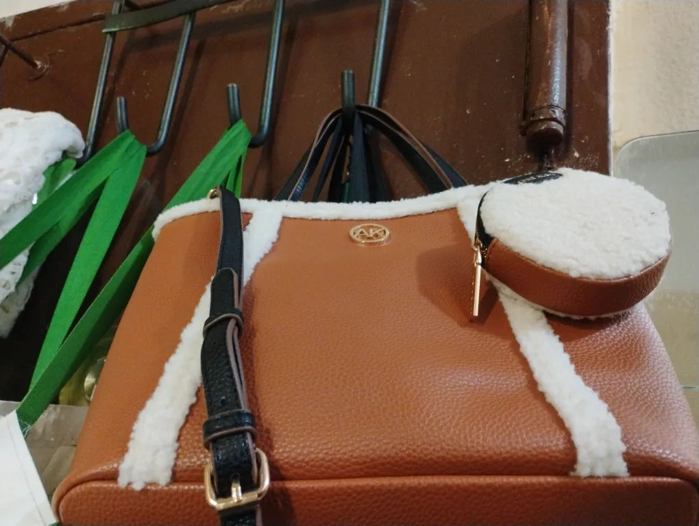 Anne Klein Sherpa Tote w/ coin purse & strap thumbnail