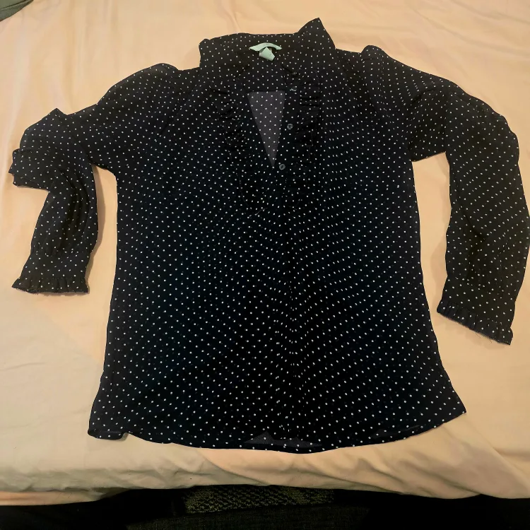 H&M Navy Polka Dot Blouse thumbnail