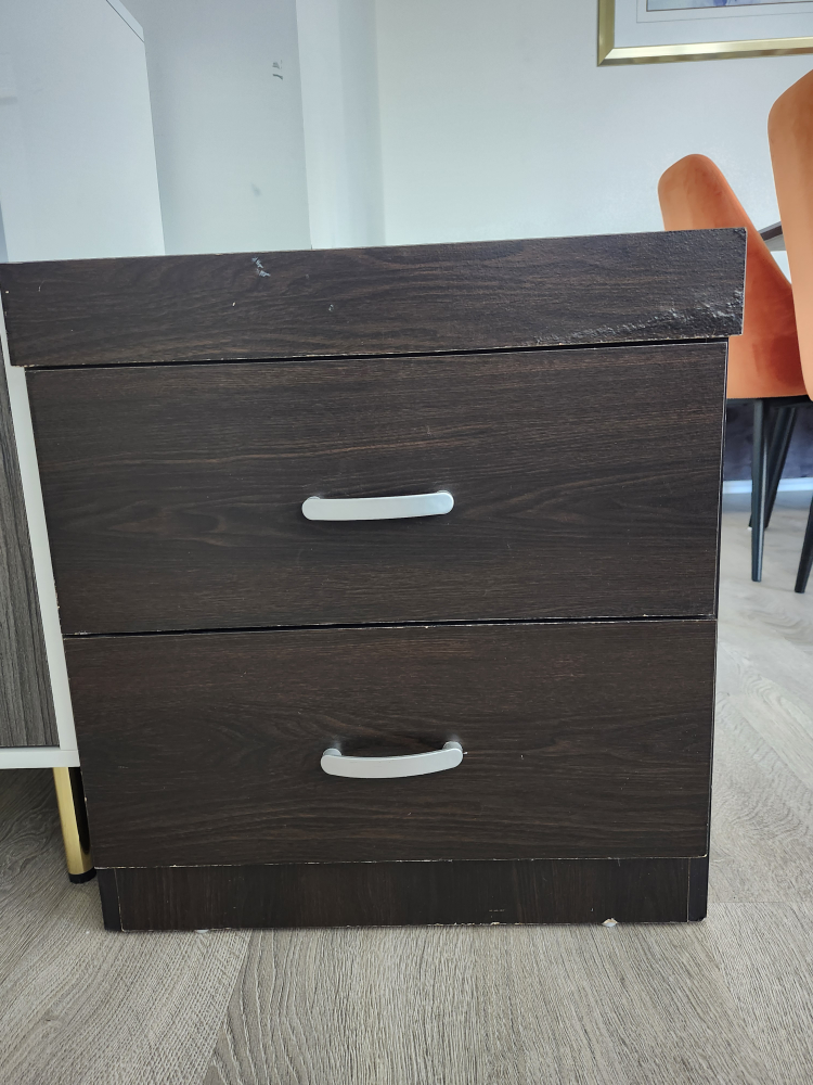 Dark Brown 2-Drawer Nightstand