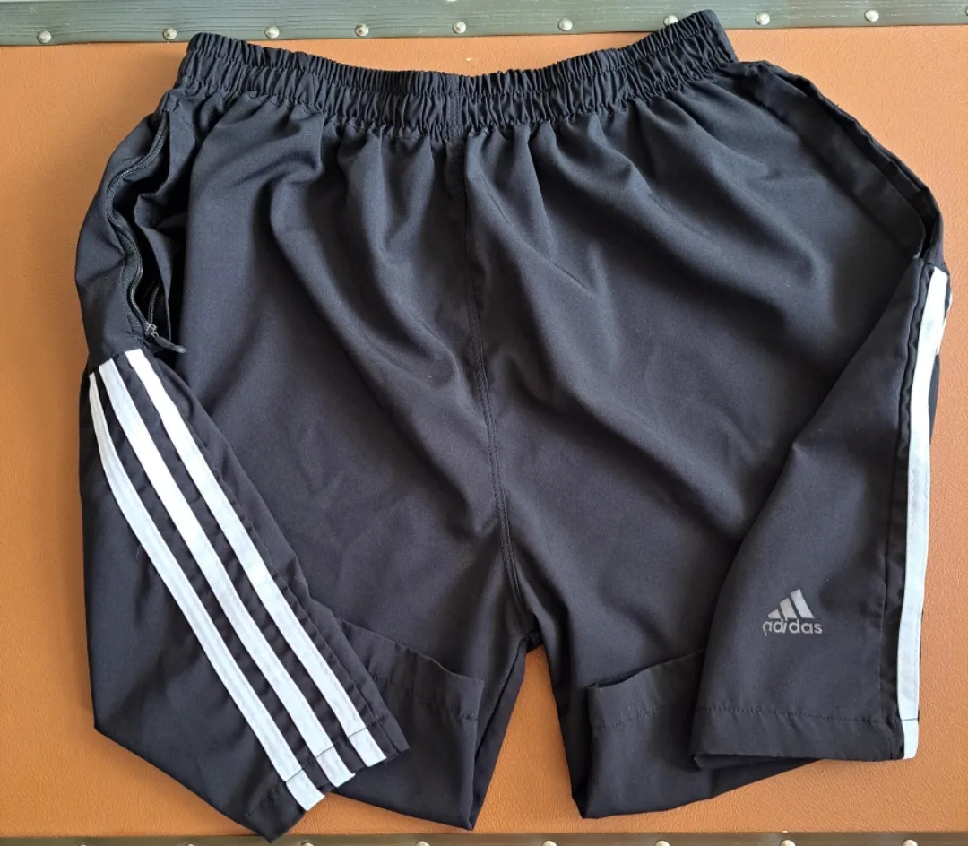 Adidas Black Shorts with White Stripes thumbnail