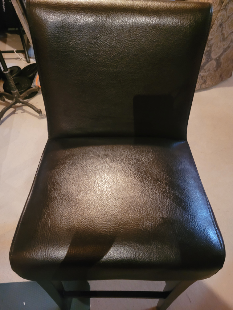2 Black Leather Bar Stools