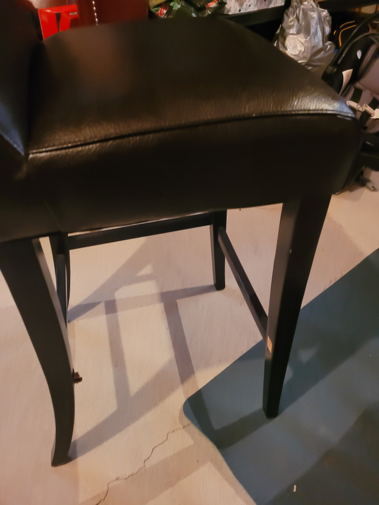 2 Black Leather Bar Stools - photo 2