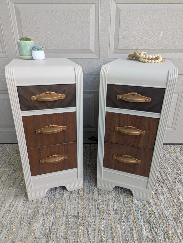 Newly refinished MCM waterfall night stands (pair)