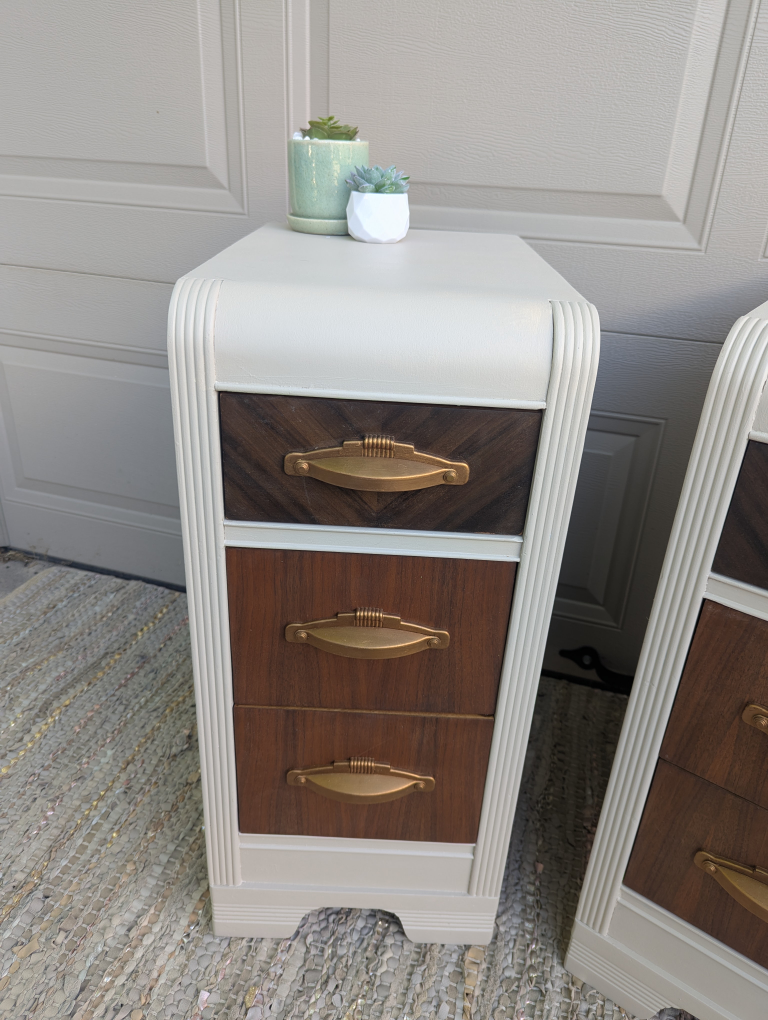 Newly refinished MCM waterfall night stands (pair) - photo 2