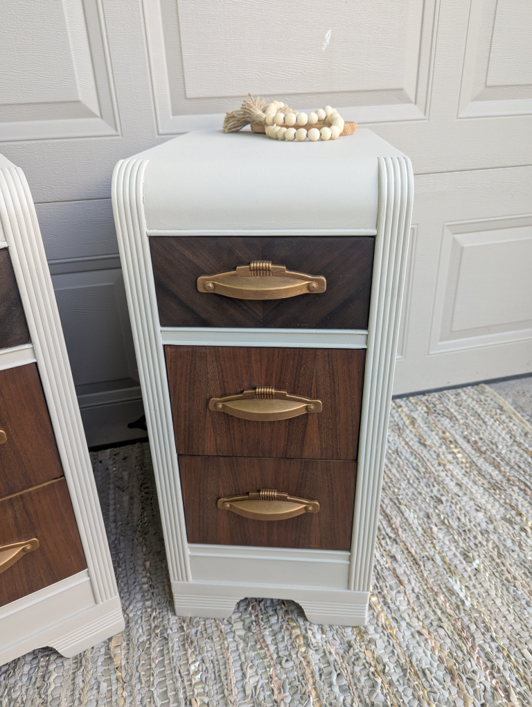 Newly refinished MCM waterfall night stands (pair) - photo 3