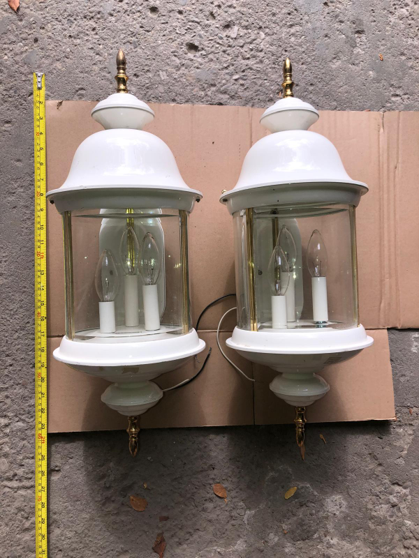 Pair of White Outdoor Wall Lights