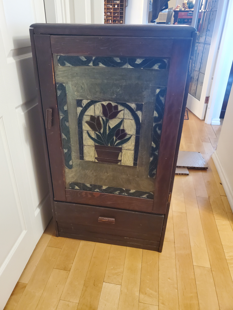 Vintage Wooden Cabinet with Floral Design