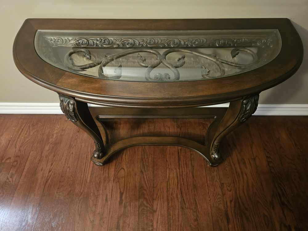 Dark Wood Console Table with Glass Top - photo 4