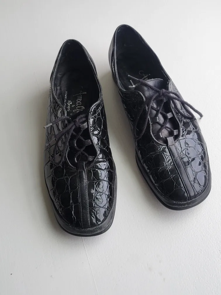 vintage Italian Amalfi by Rangoni Black Leather Shoes sz 7 image indicator(2)