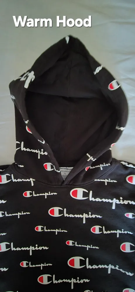 Champion All Over Print Hoodie - Black - Size L Youth image indicator(2)