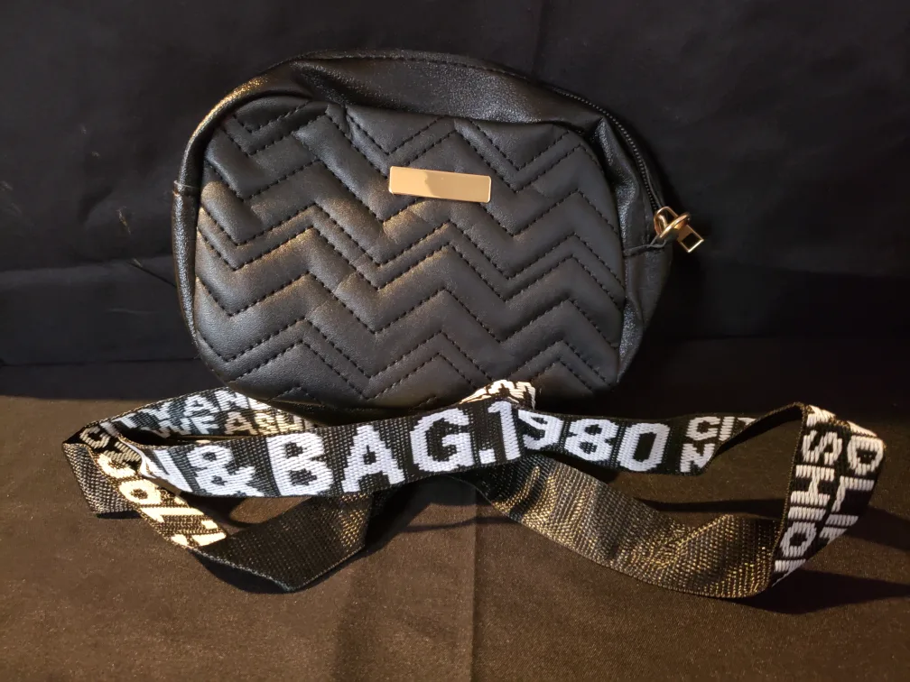 Black Quilted Fashion Belt Bag thumbnail