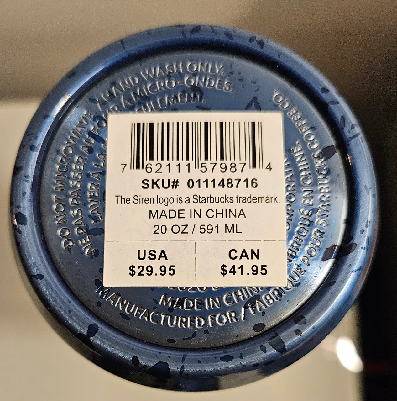 Brand New Starbucks Blue Speckled Tumbler - 20 oz image indicator(4)