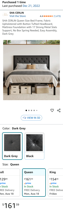 Queen Bed Frame - Dark Grey - photo 4