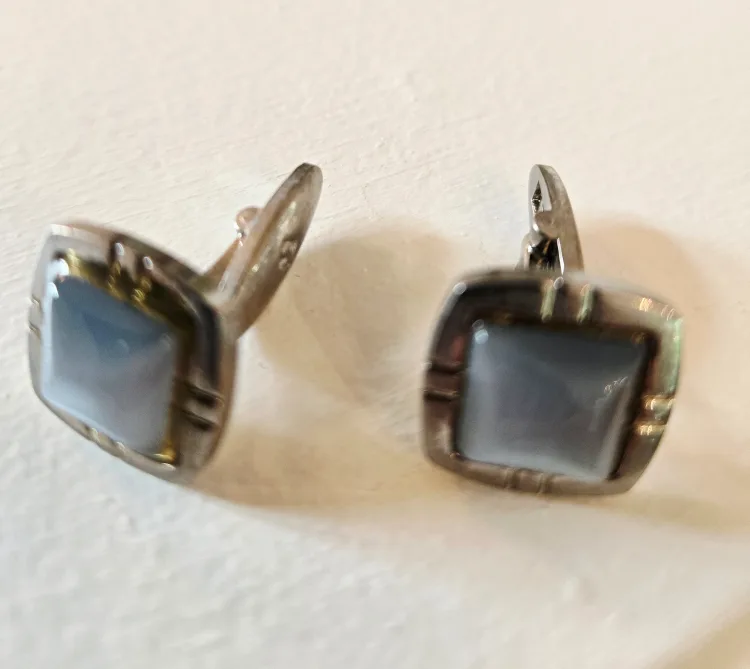 Vintage Cufflinks - Square Blue Stone thumbnail