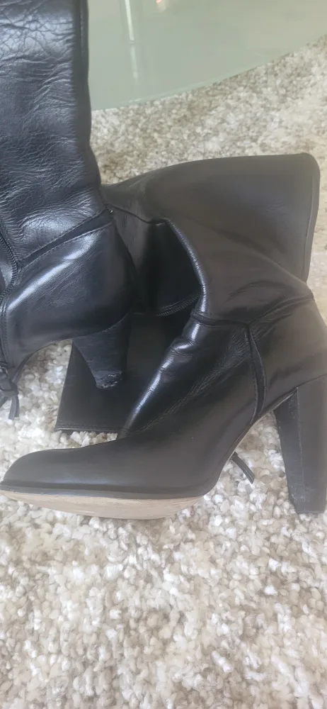 Black Leather Above the Knee Boots image indicator(2)