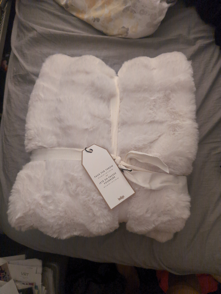 Indigo Faux Fur Throw - New with Tags!