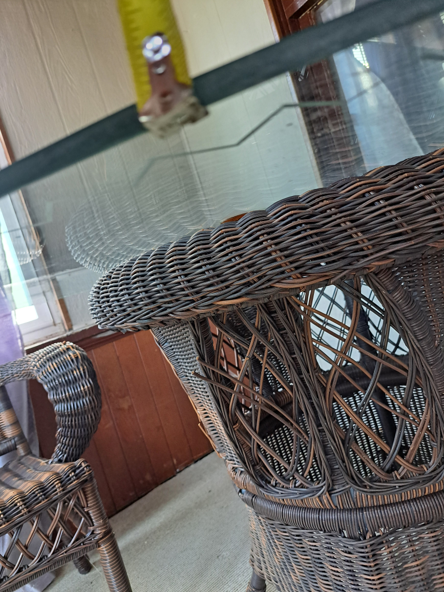 Wicker Patio Set with Glass Table - photo 3