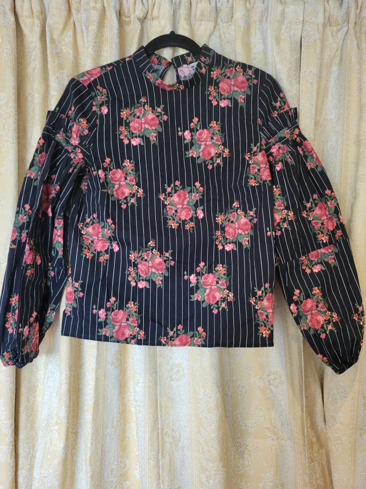 Floral Striped Long Sleeve Blouse thumbnail
