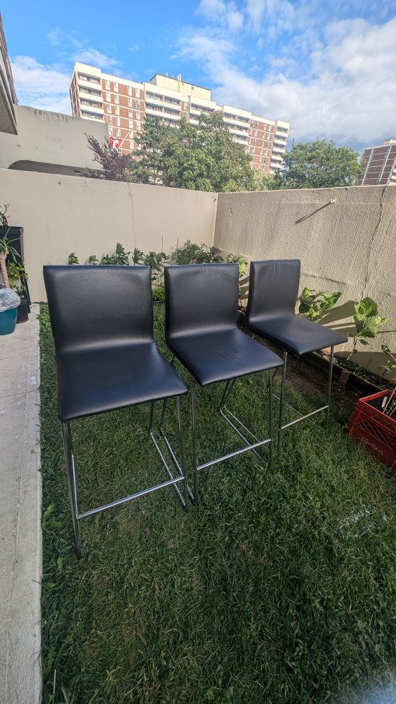 Set of 3 Black Bar Stools - photo 2